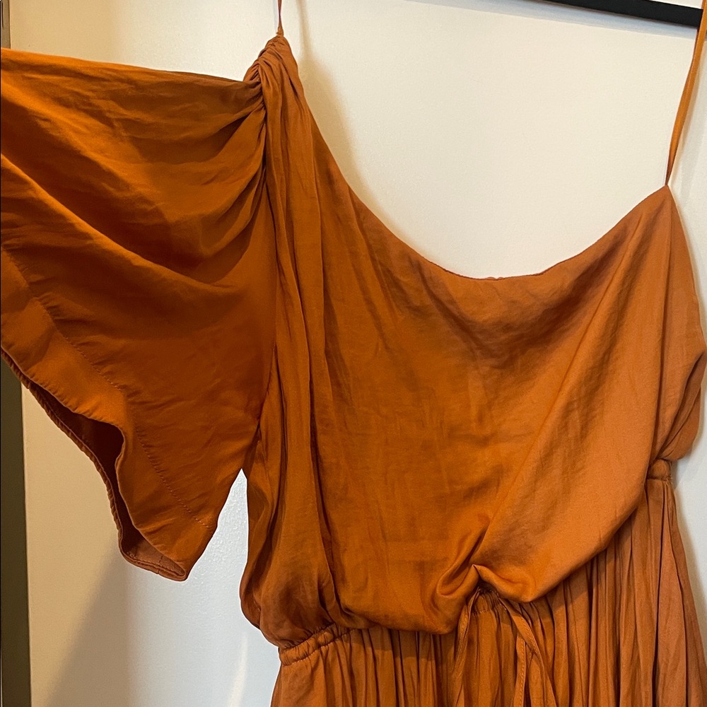 Rust Orange Off-Shoulder Dress - Picture 2 of 3
